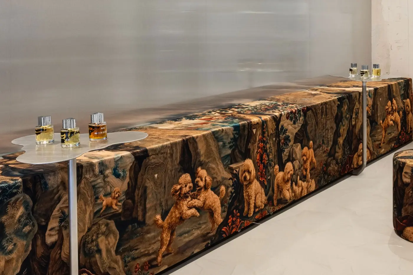 Interior view of AVAU's first permanent boutique in Milan's Brera district, designed by Crosby Studios