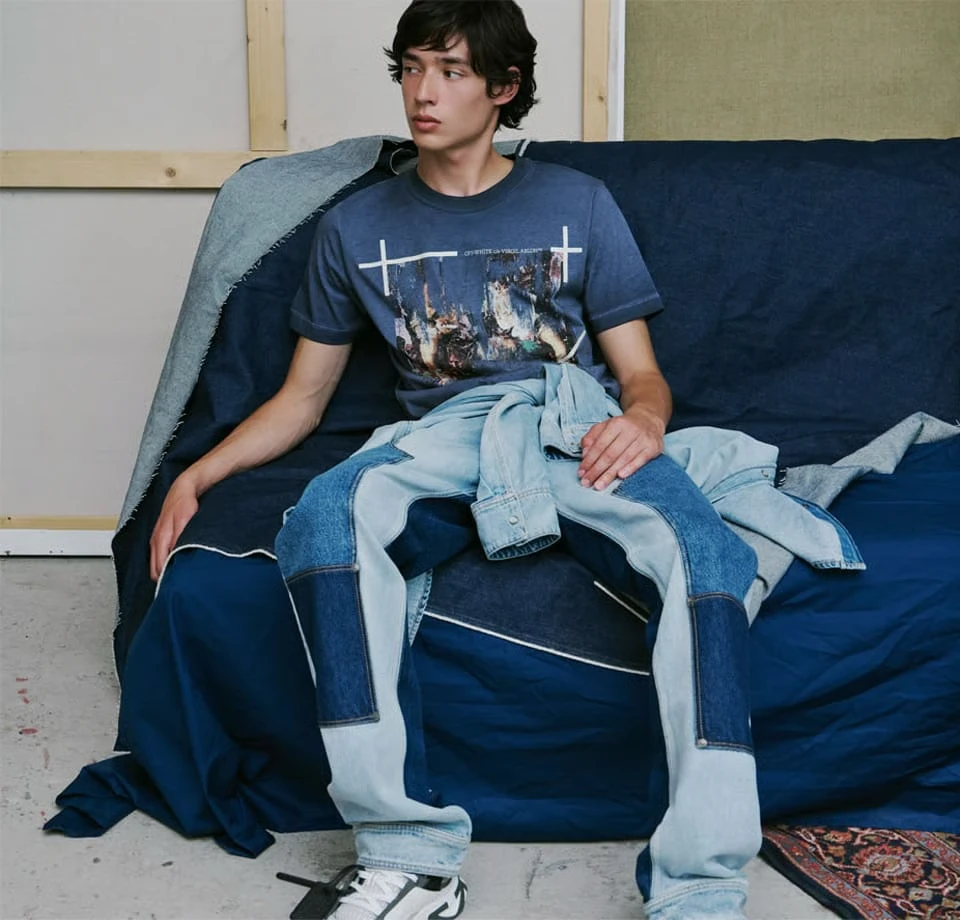 Off-White Fall/Winter 2026 menswear look from the brand's own campaign imagery