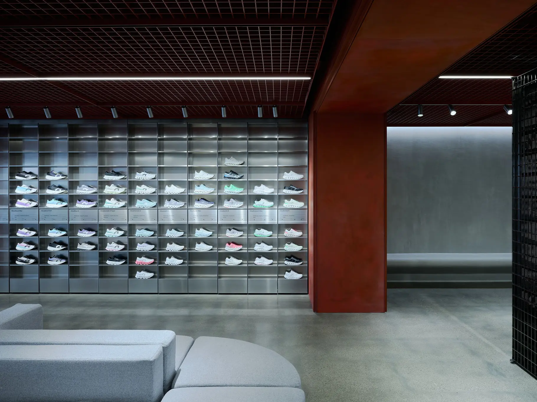 Interior view of On's Chestnut Street store showing product display and store layout.