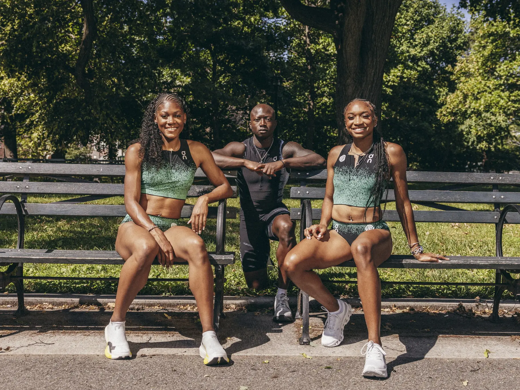 Group photoshoot image of the three new On Athletics Club sprint signings