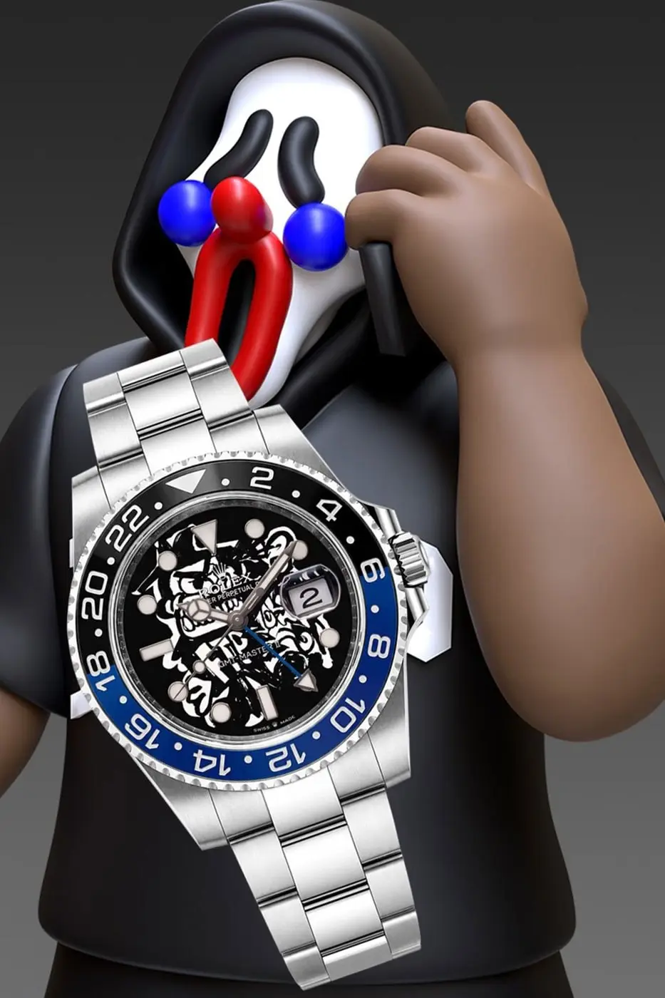 A third watch from the collection worn on a wrist, showing scale against skin
